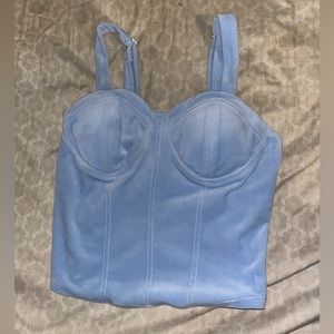 Blue velvet corset crop top